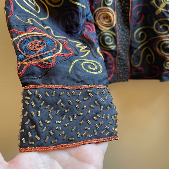 Chicos Embroidered Silk Jacket - Picture 6 of 9